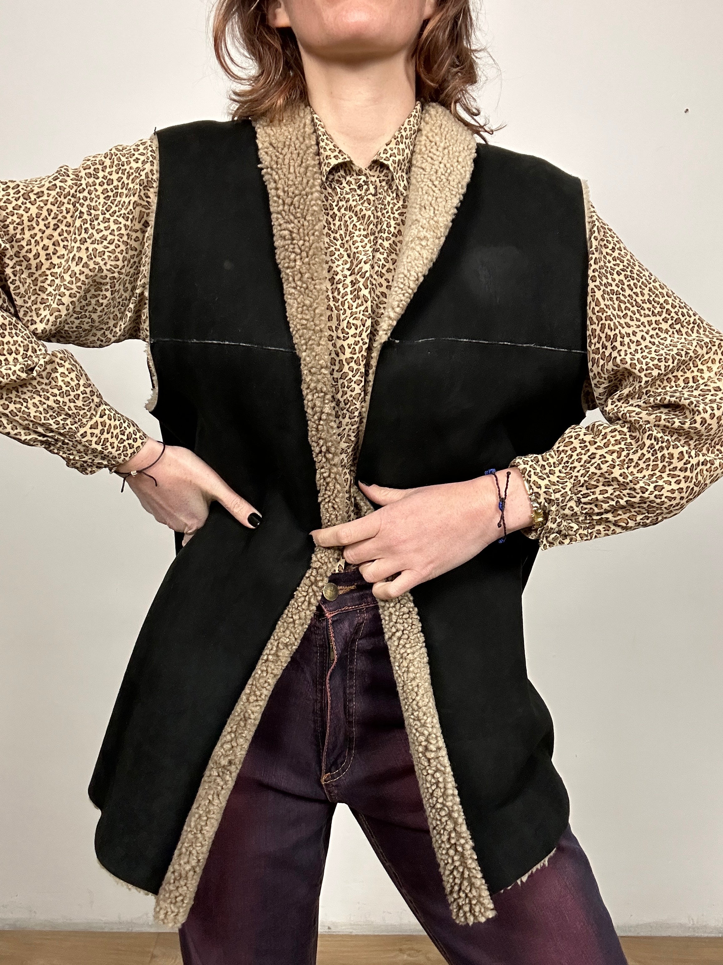 gilet vintage in pelle