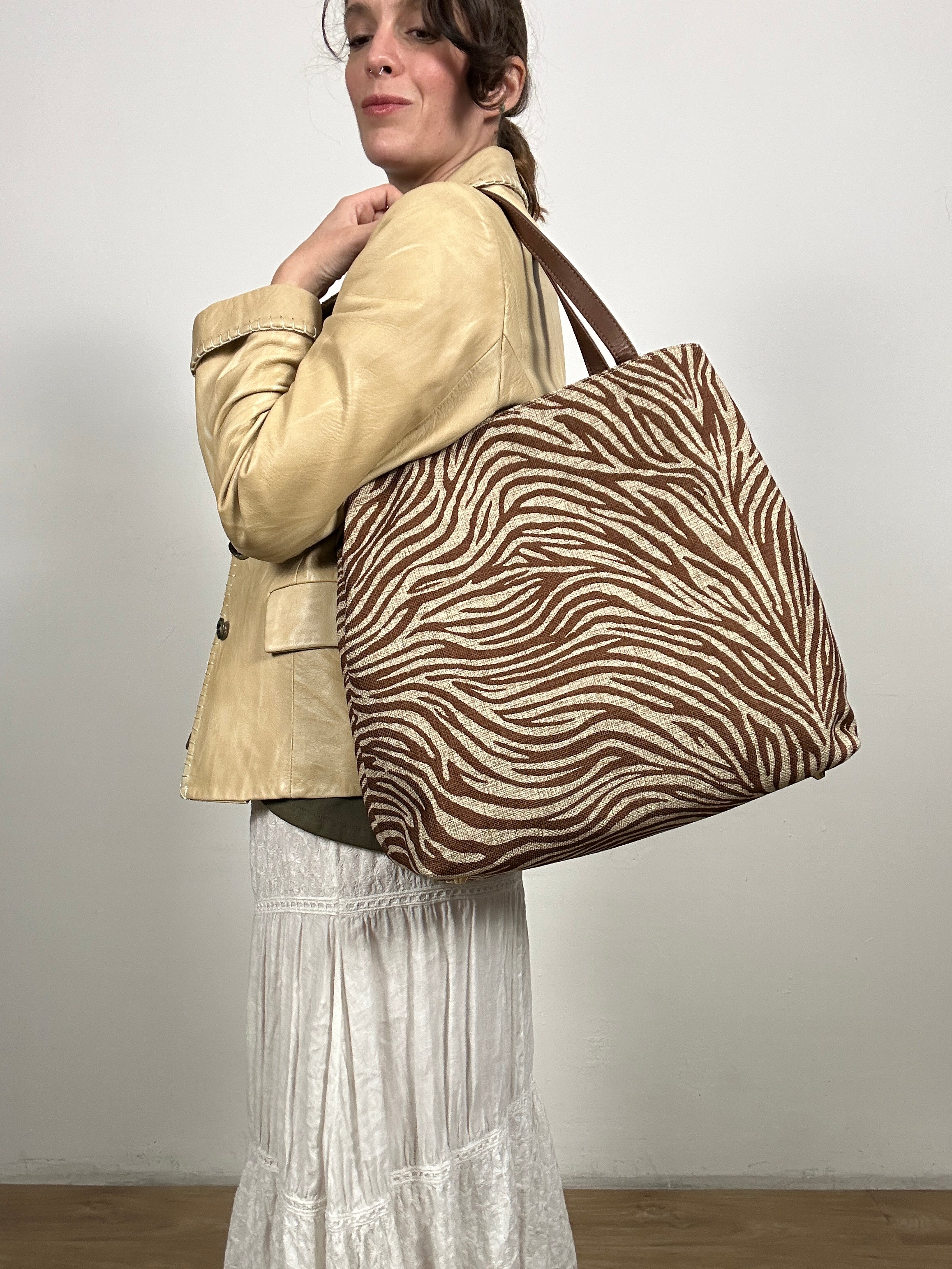 Borsa in tessuto zebrato vintage