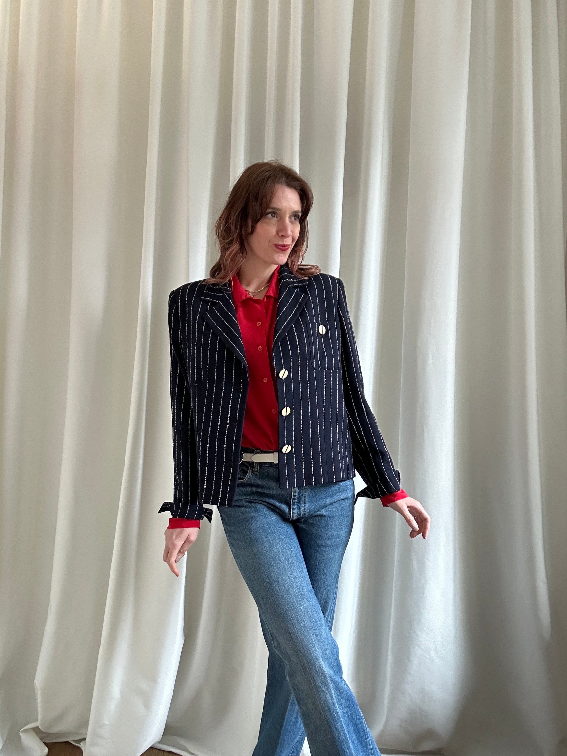 Valentino Gessato Blue Blazer