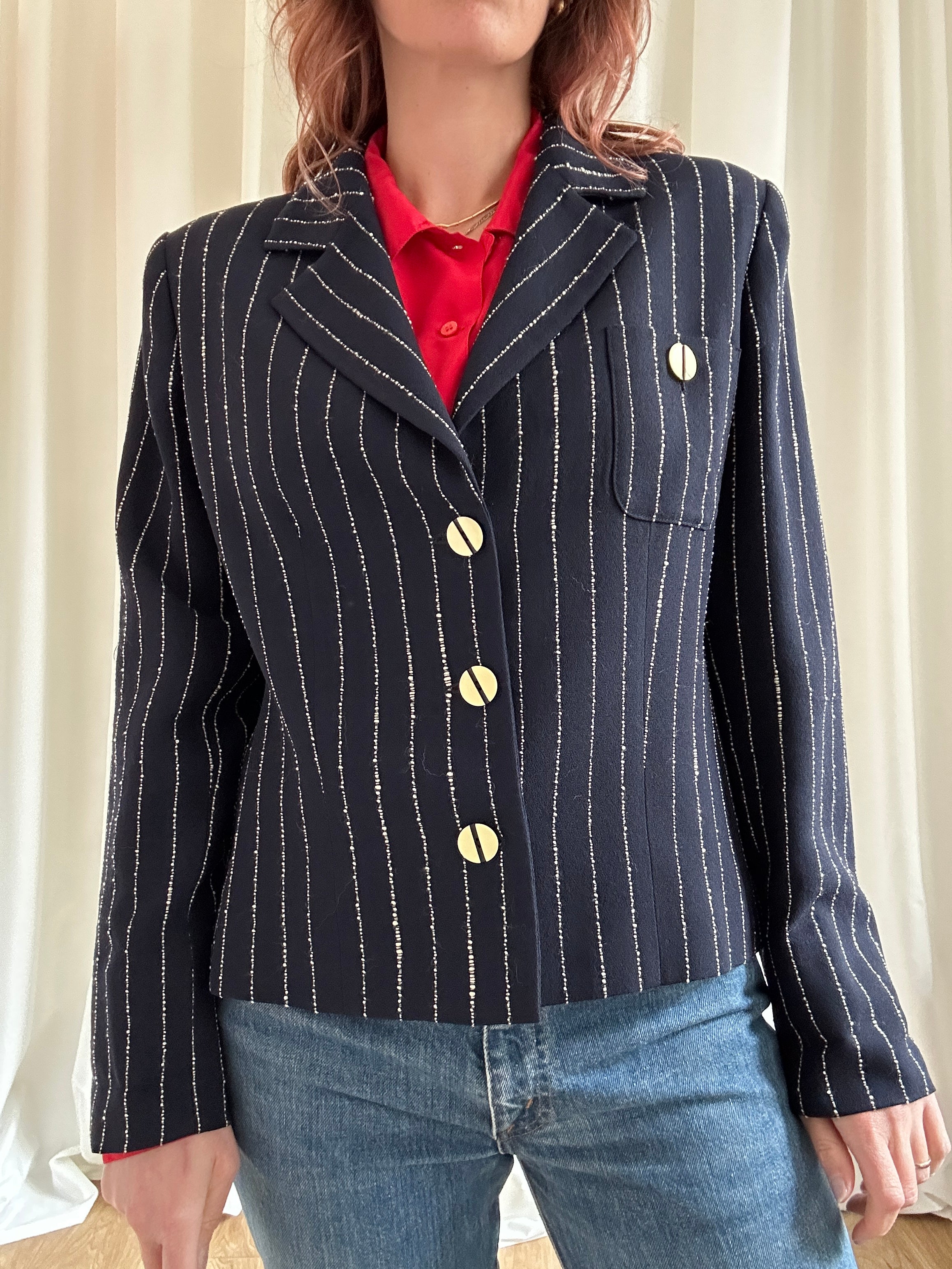 Valentino Gessato Blue Blazer
