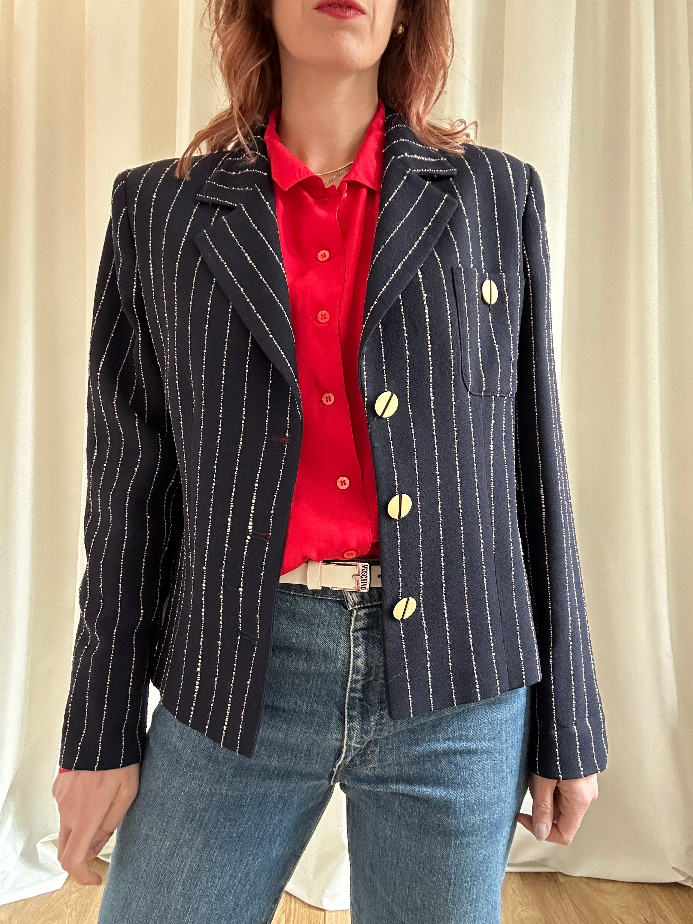 Valentino Gessato Blue Blazer