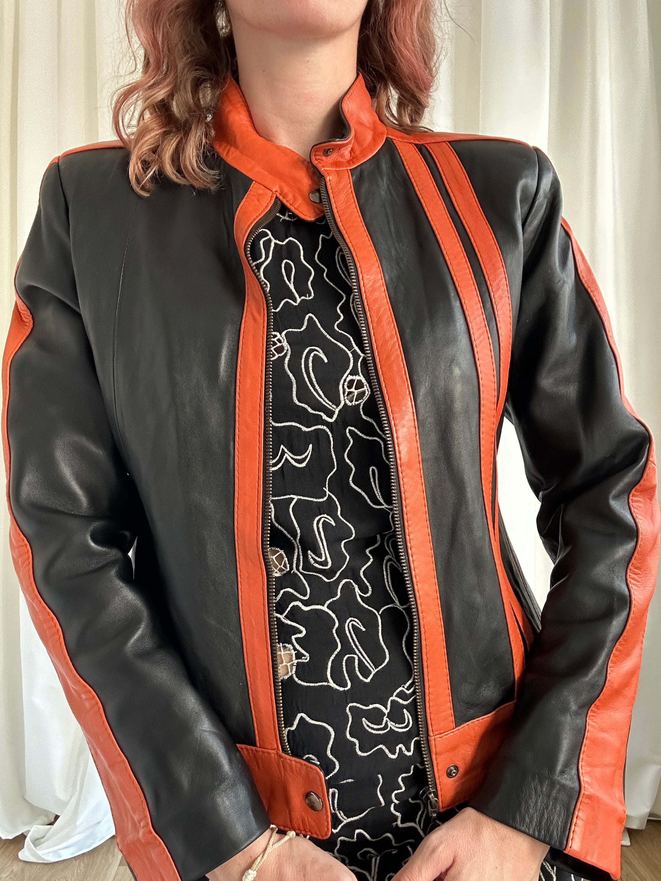 Orange biker jacket