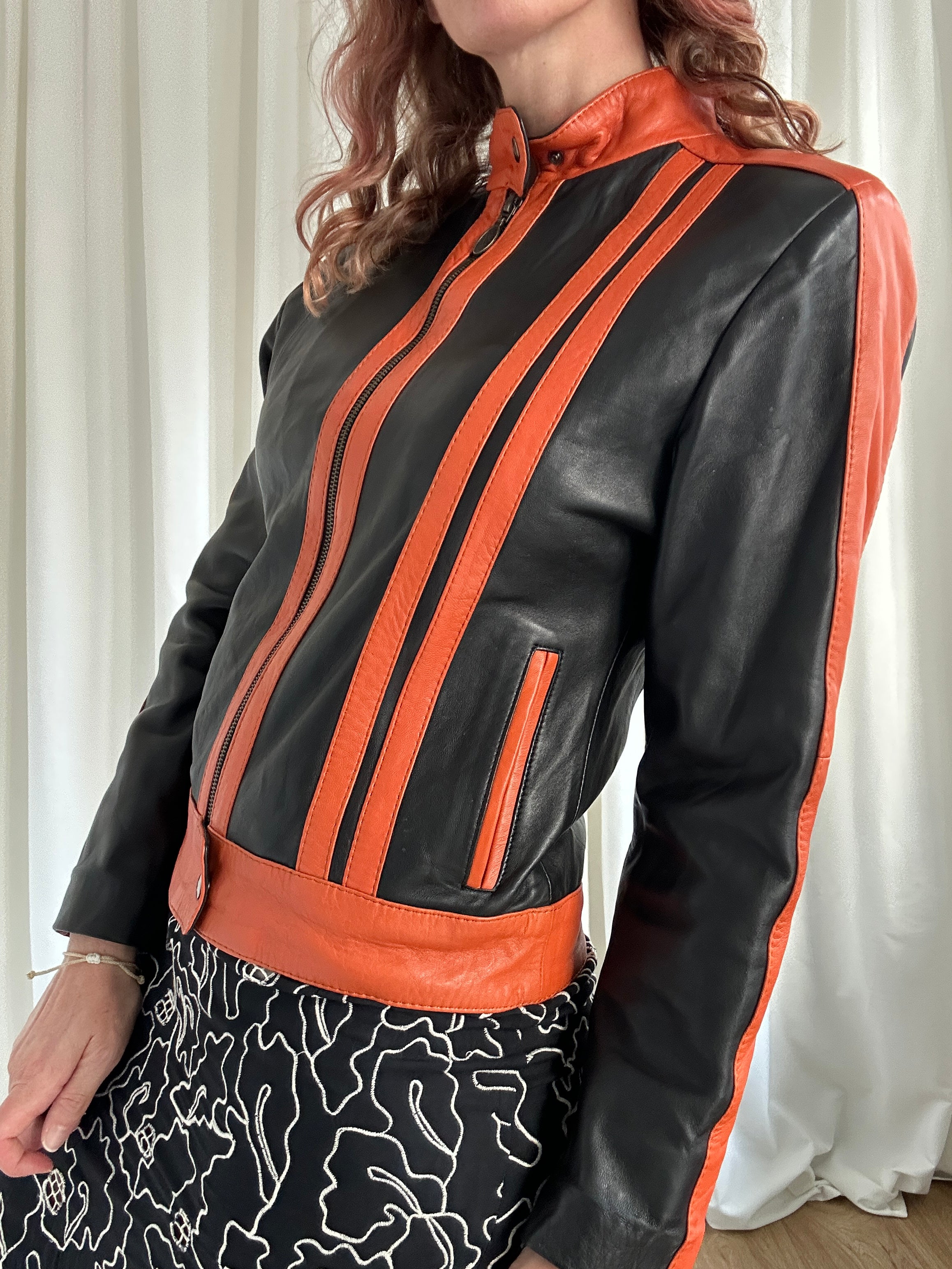 Orange biker jacket