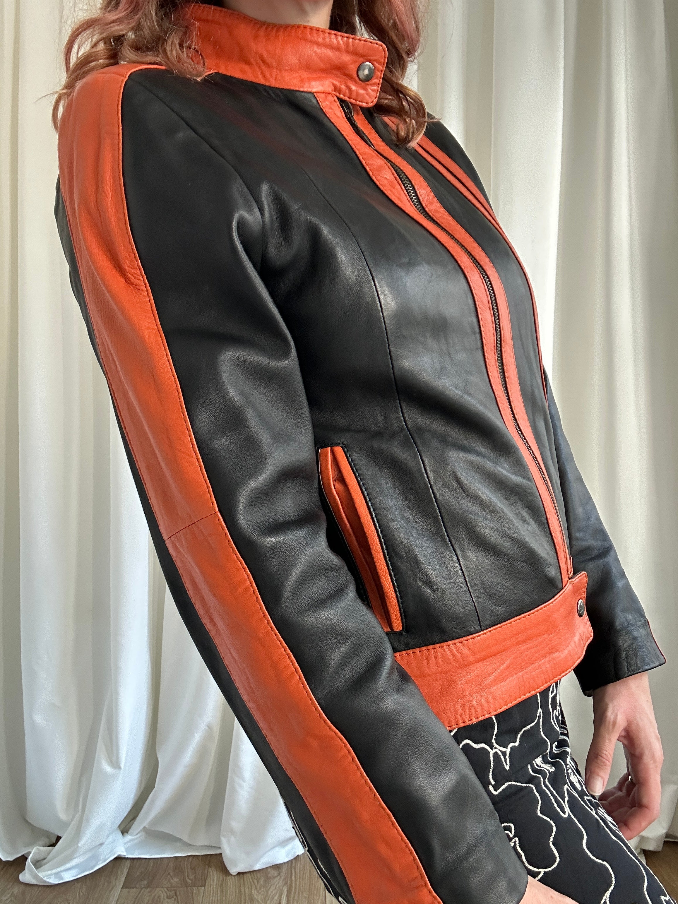 Orange biker jacket