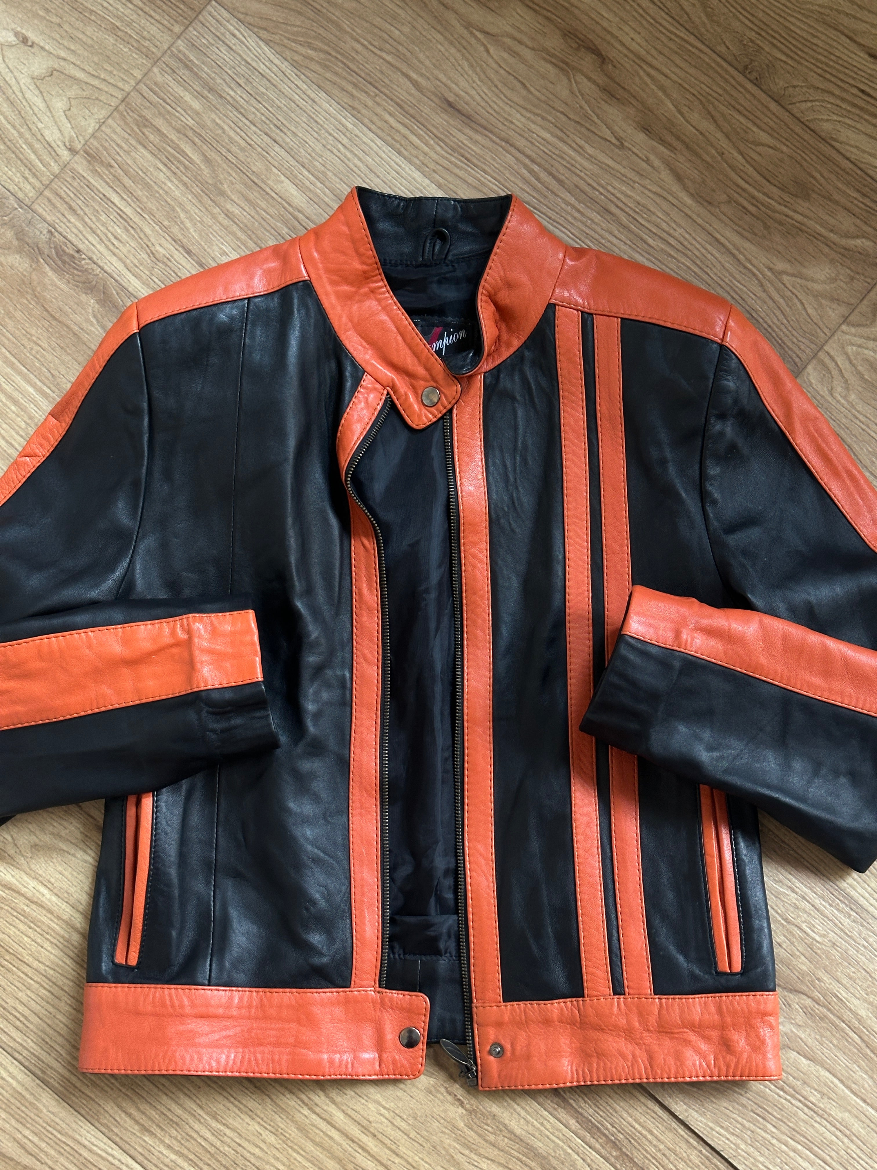 Orange biker jacket