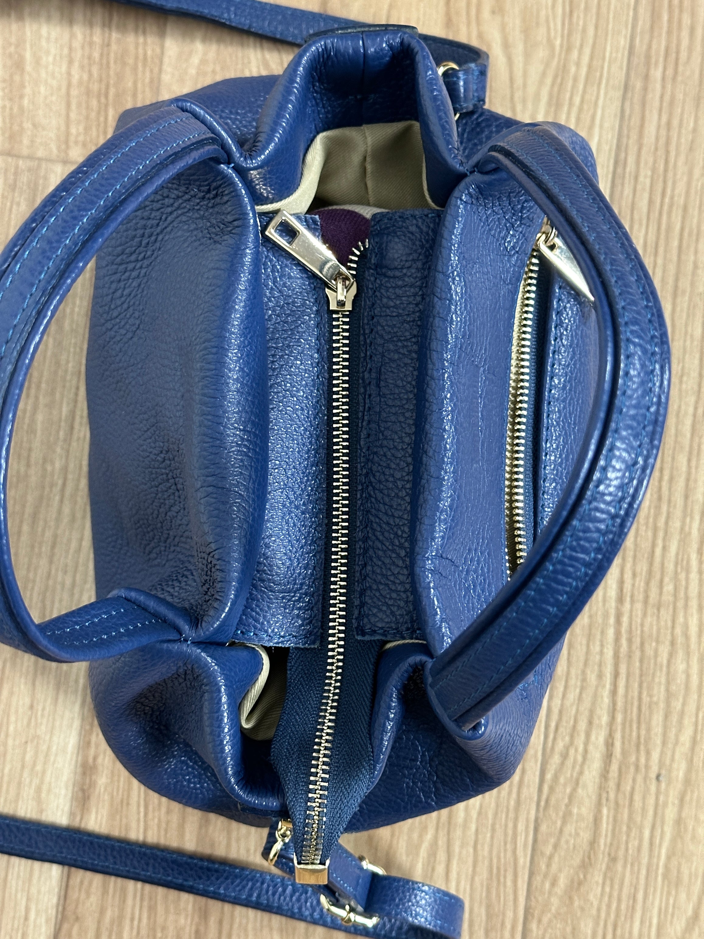 Blue leather bag