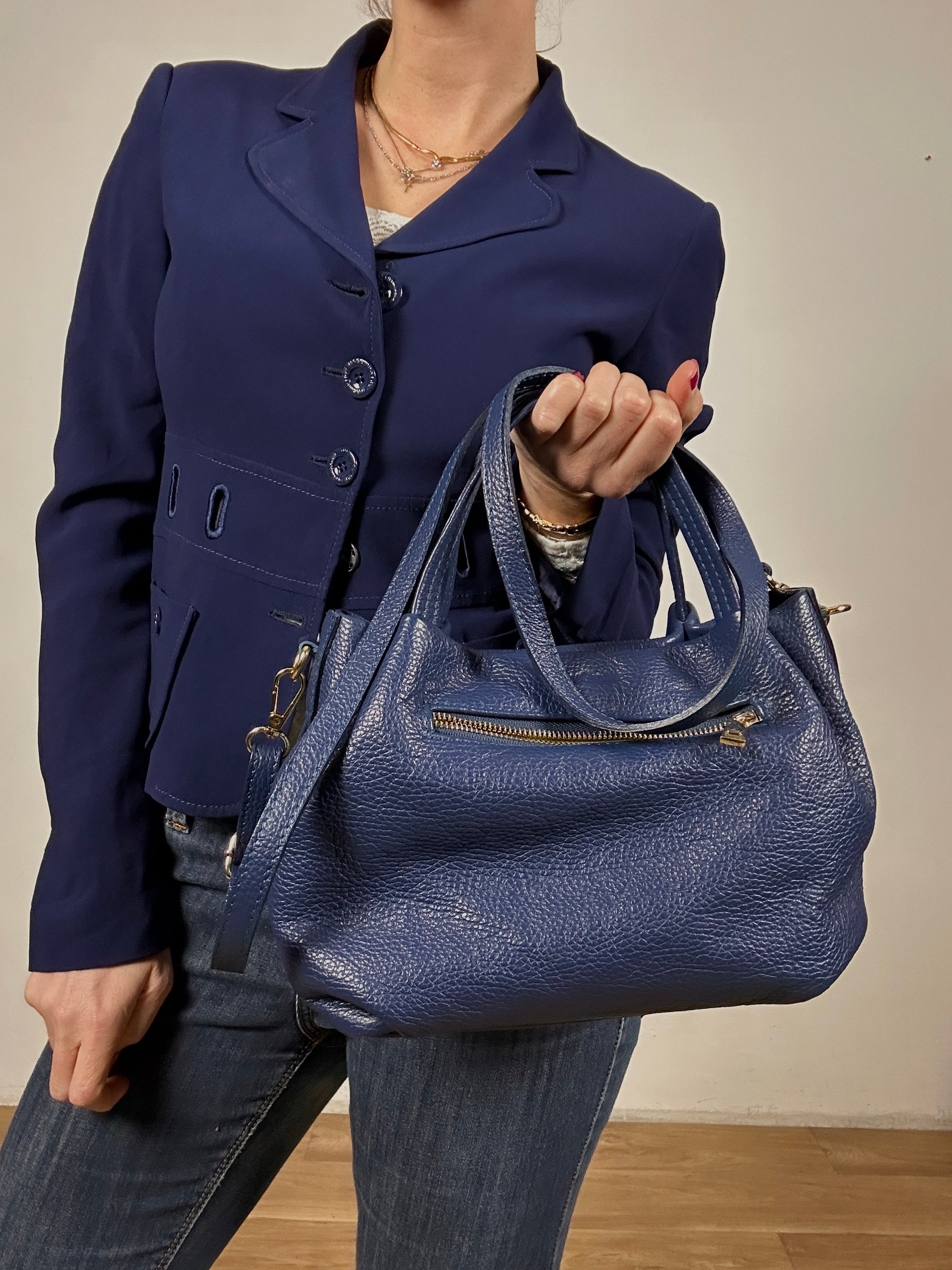 Blue leather bag