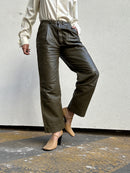 military green leather pants