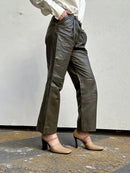 military green leather pants