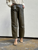 military green leather pants