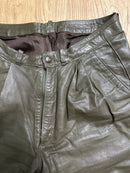 military green leather pants