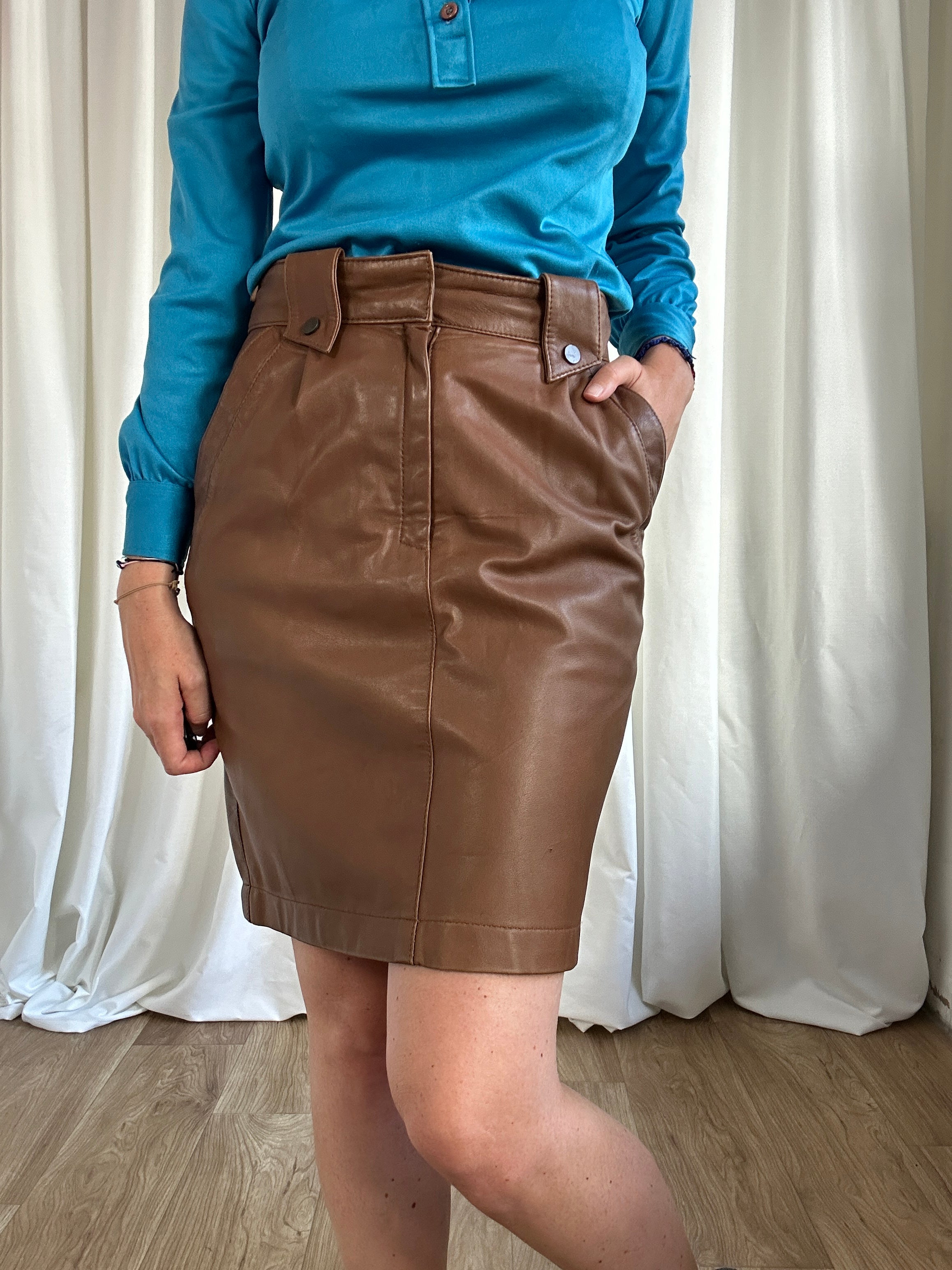 Nocciolina leather skirt