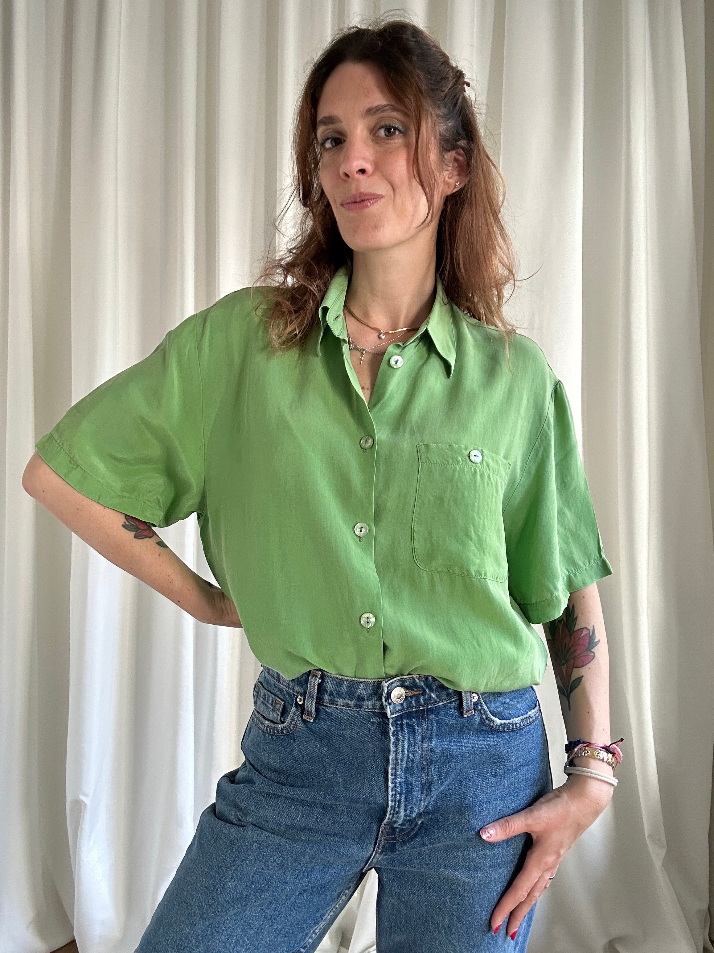 Menta cupro shirt