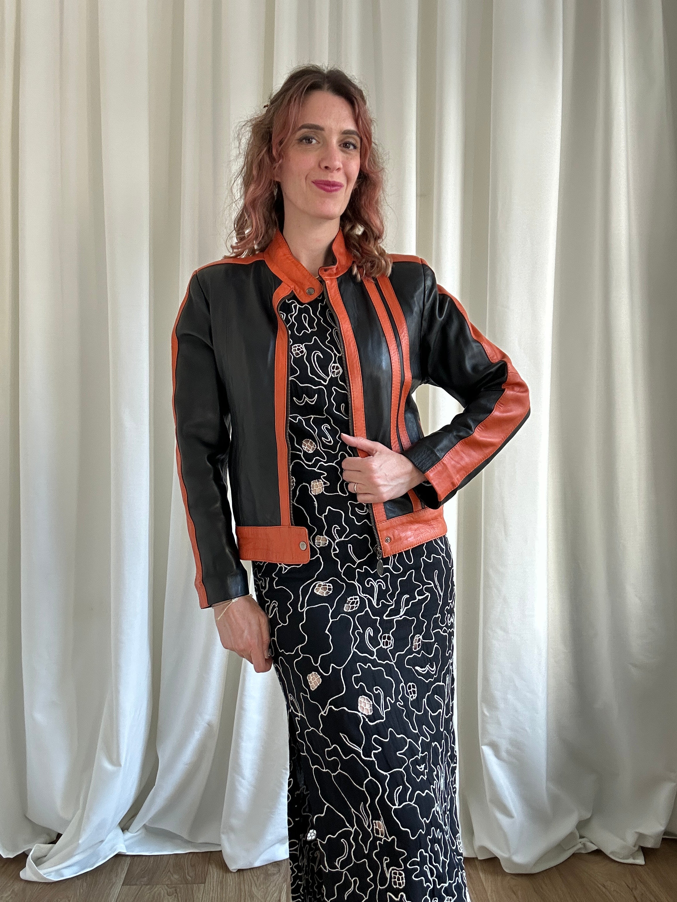 Orange biker jacket