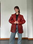Red leather blazer