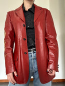 Red leather blazer