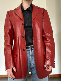 Red leather blazer