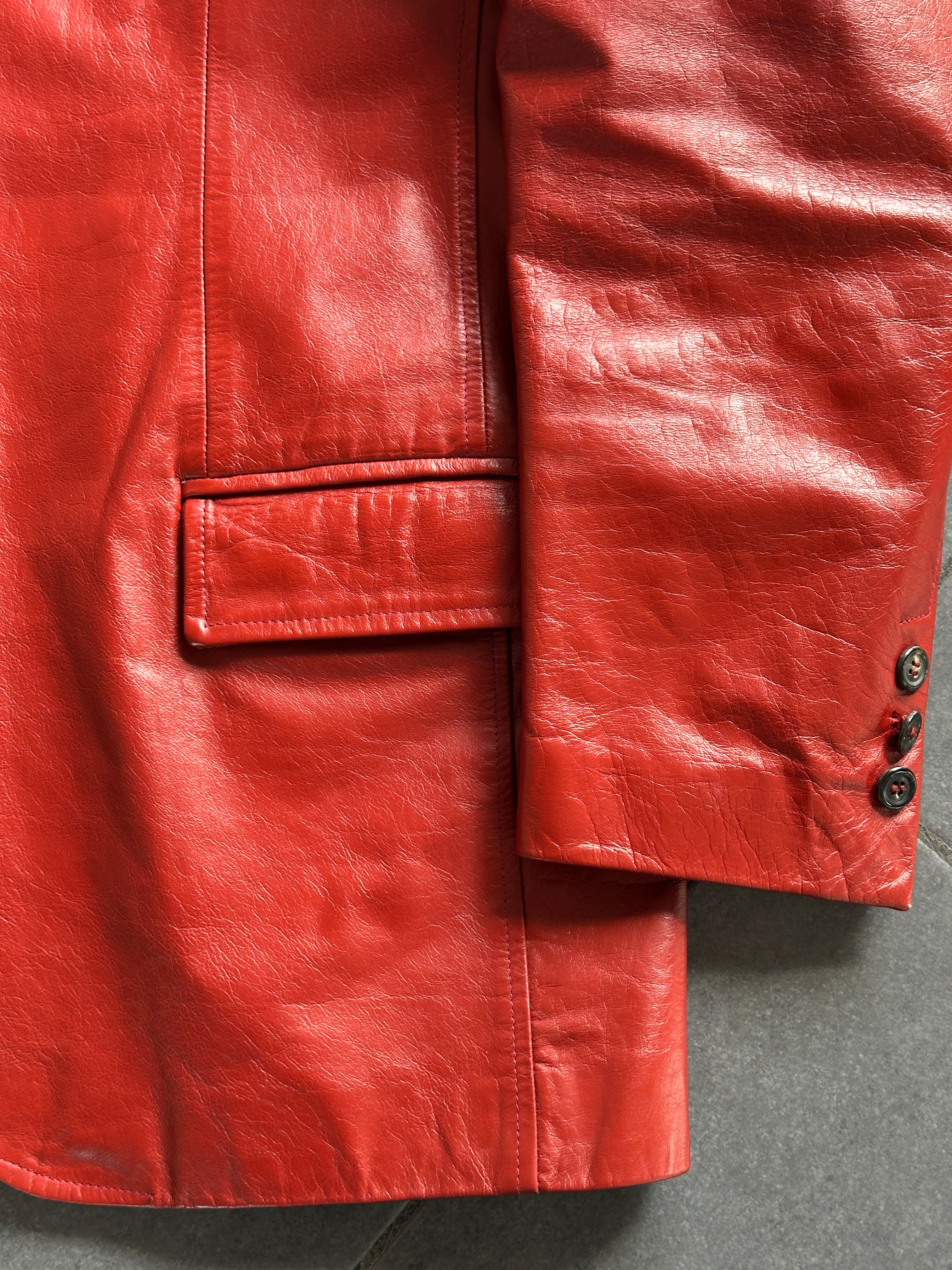Red leather blazer