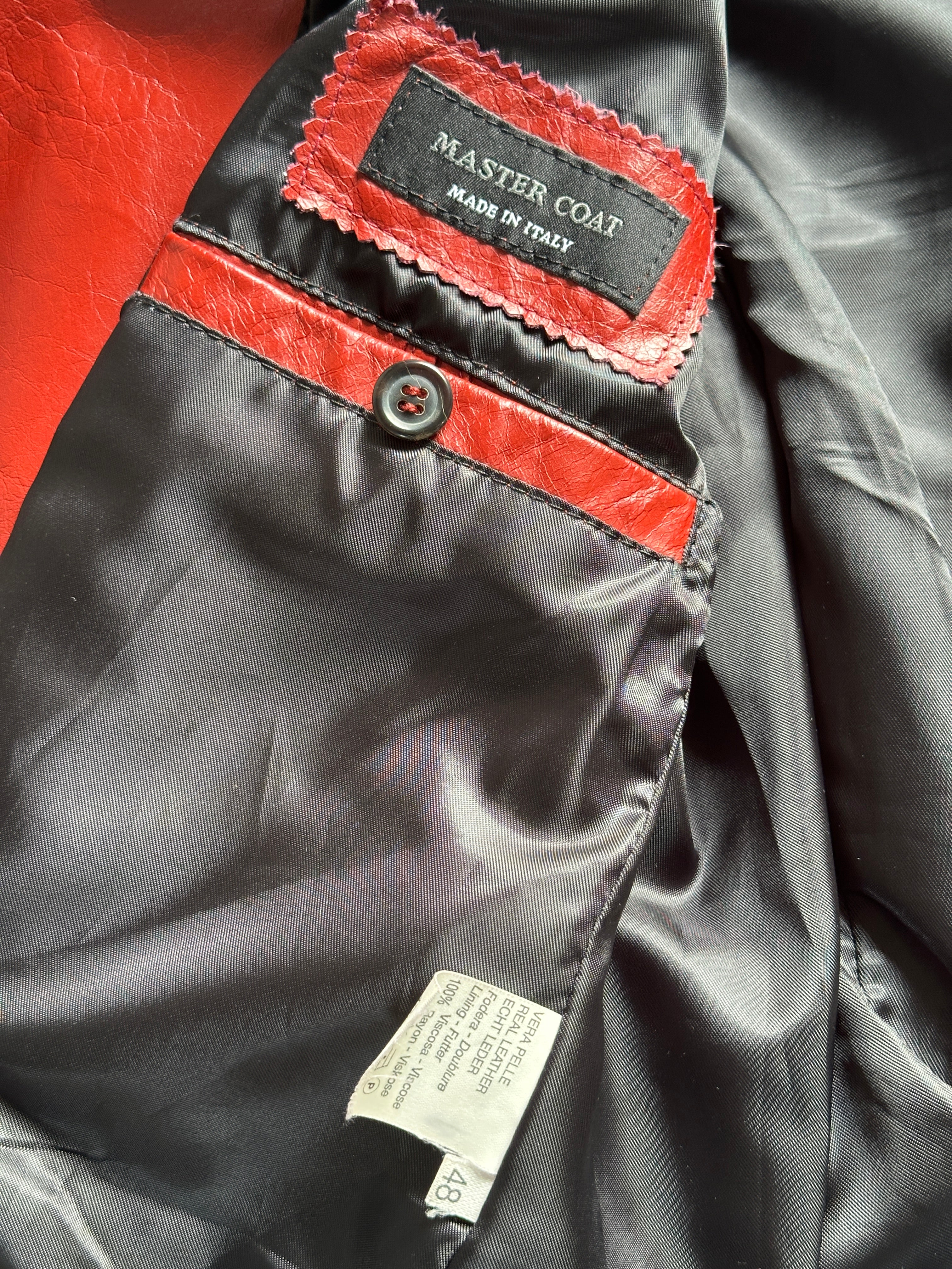 Red leather blazer