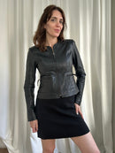 Quasi bikerina leather jacket