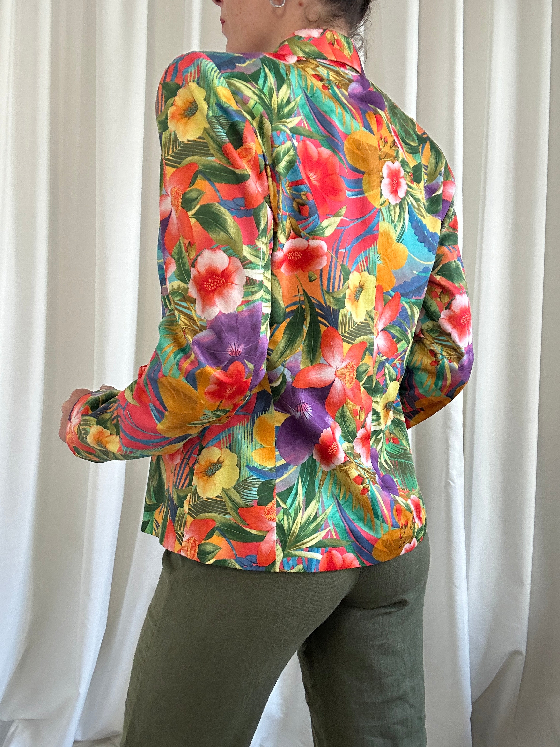 Superflower silk blazer