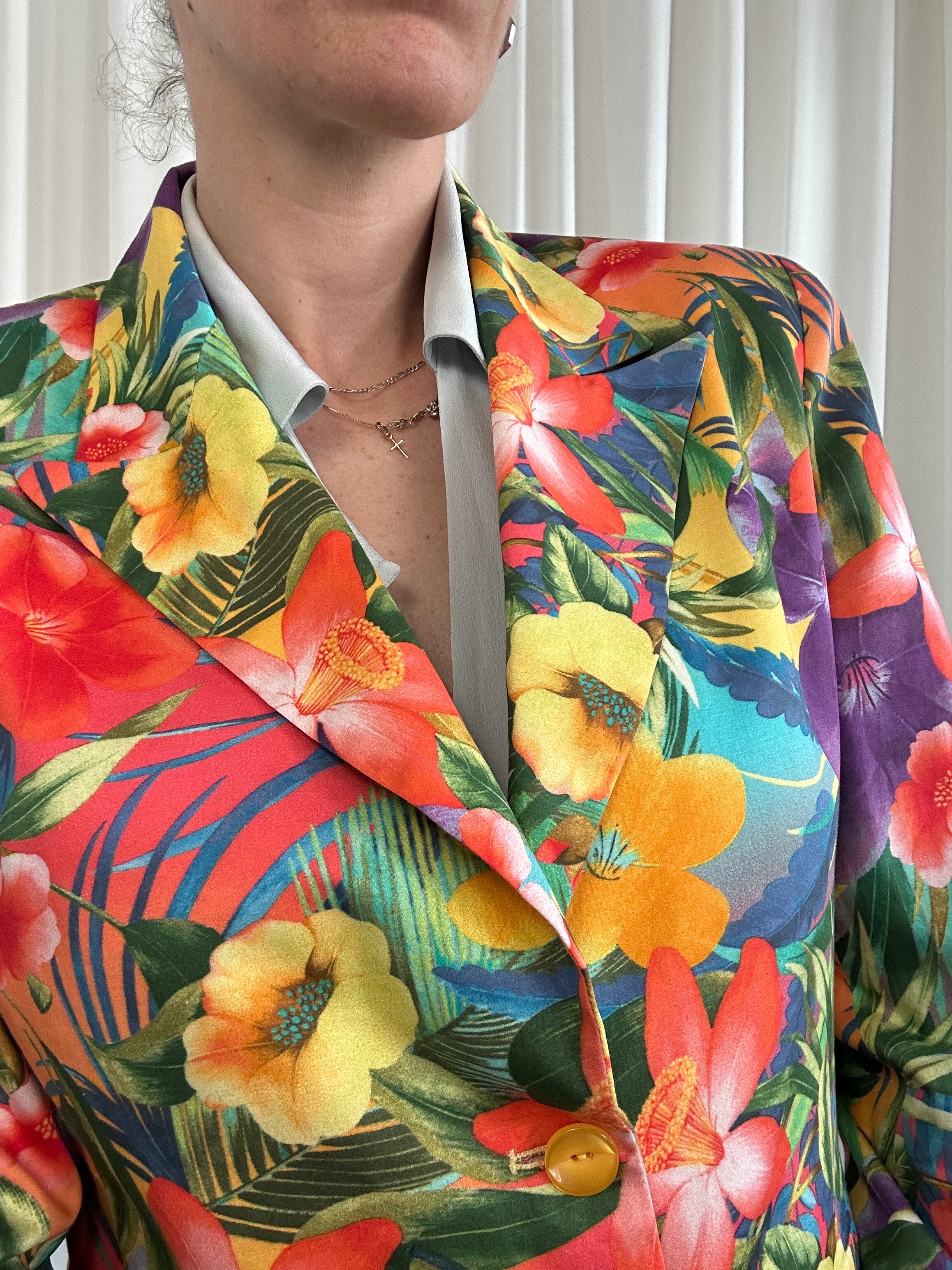 Superflower silk blazer