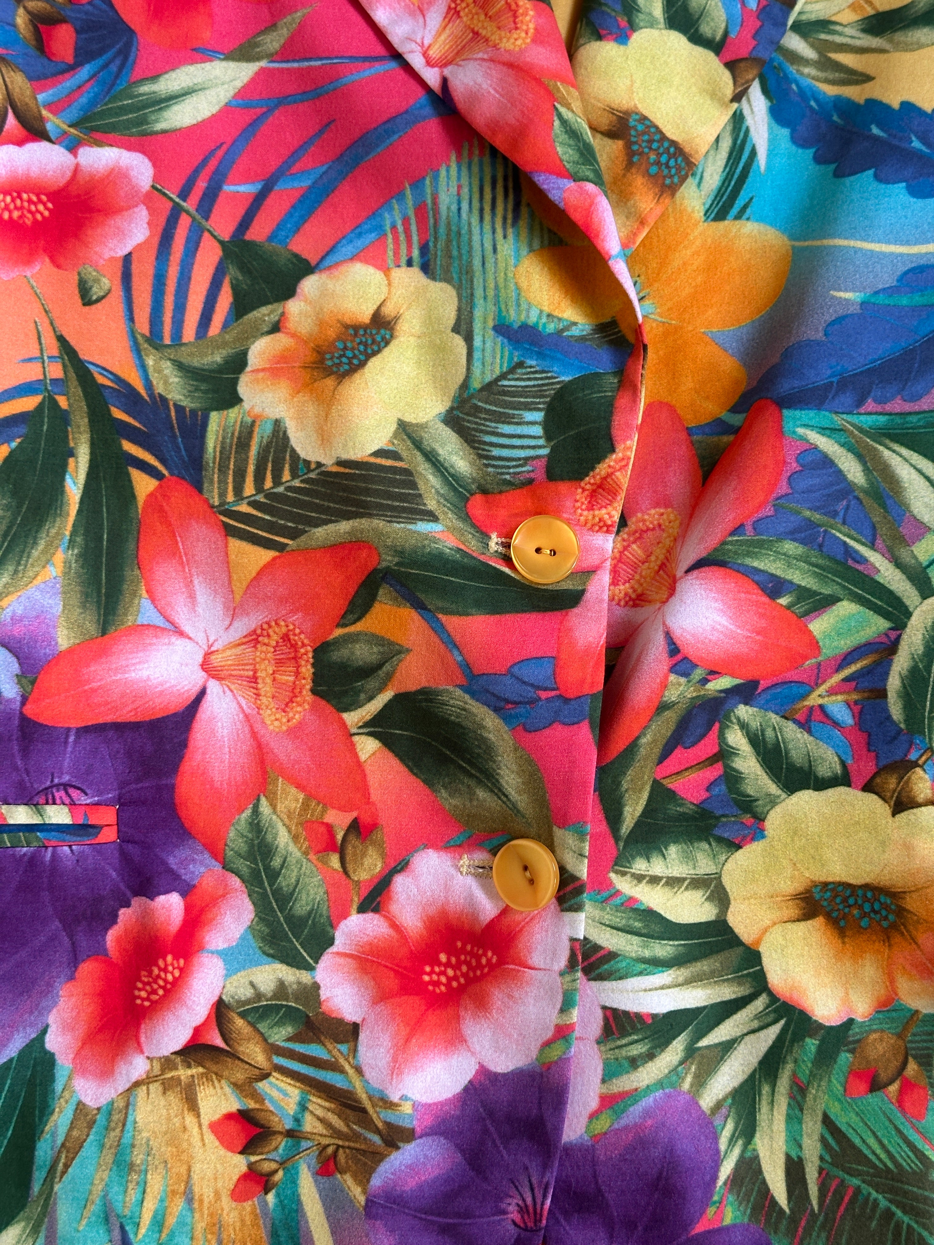 Superflower silk blazer