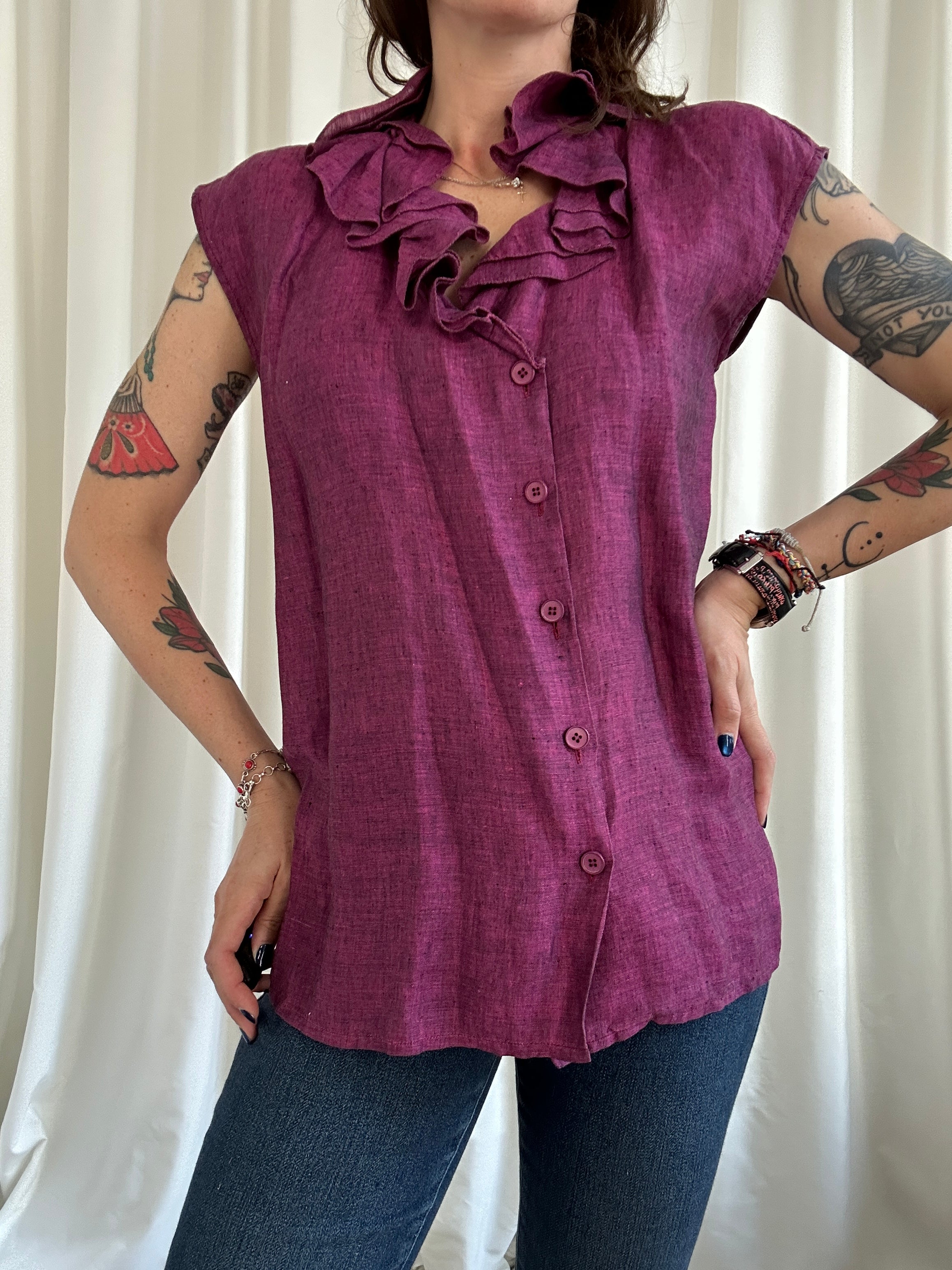 Ciclamino lino shirt