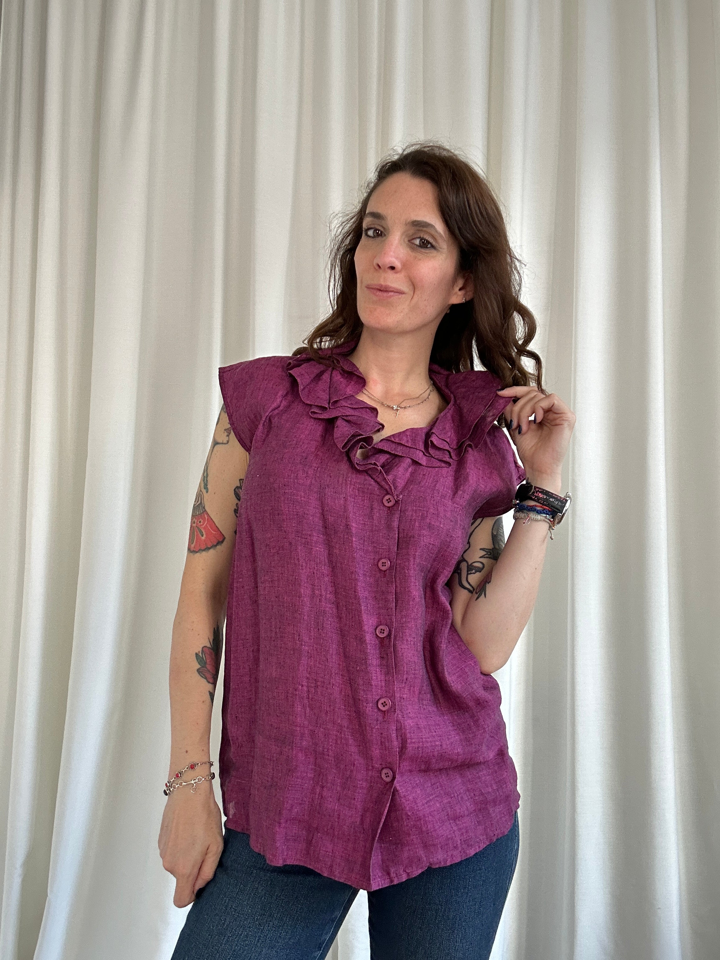 Ciclamino lino shirt