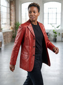 Red leather blazer
