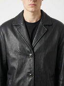 Lapel leather jacket