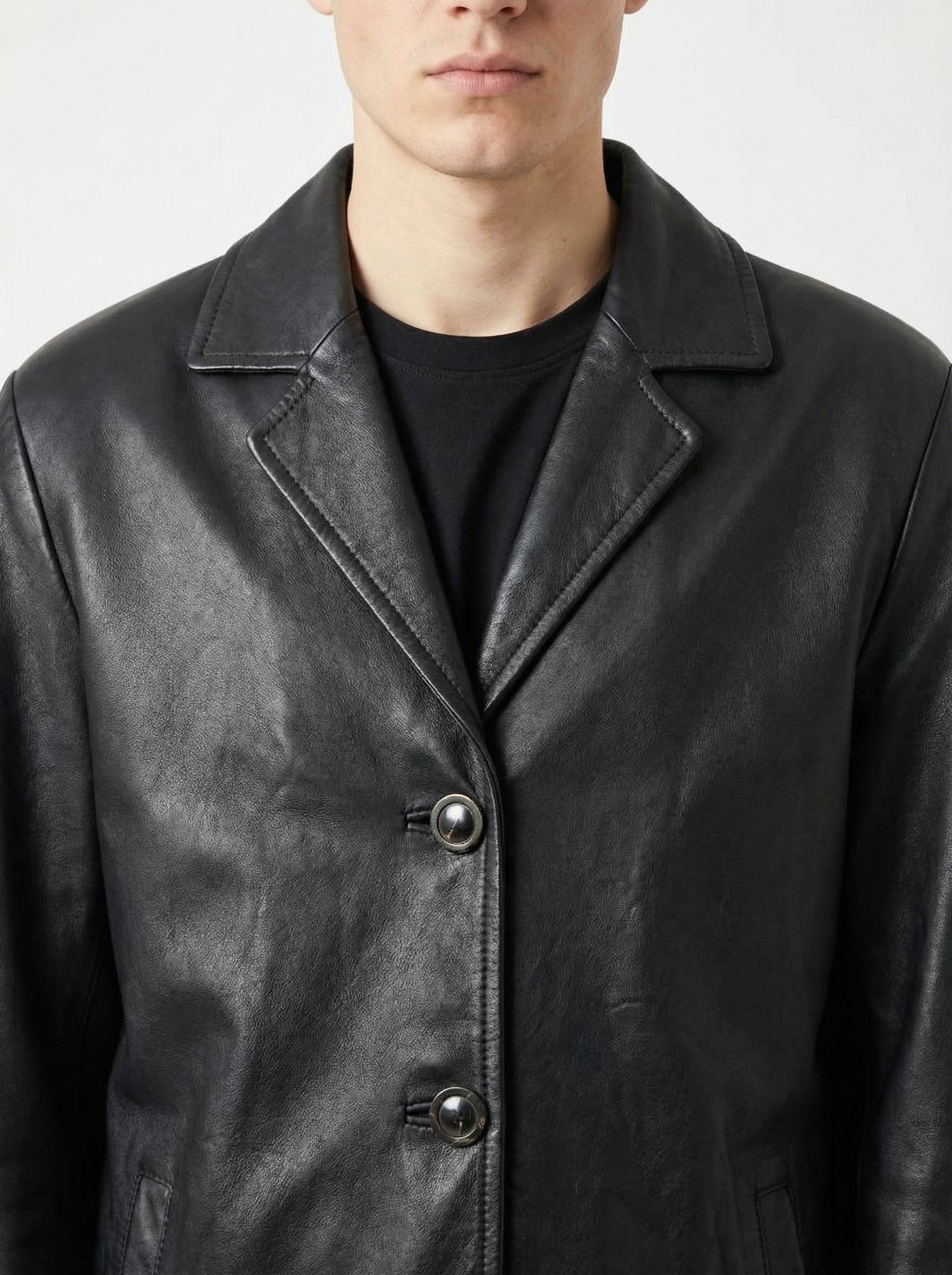 Lapel leather jacket