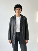 Lapel leather jacket