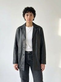 Lapel leather jacket