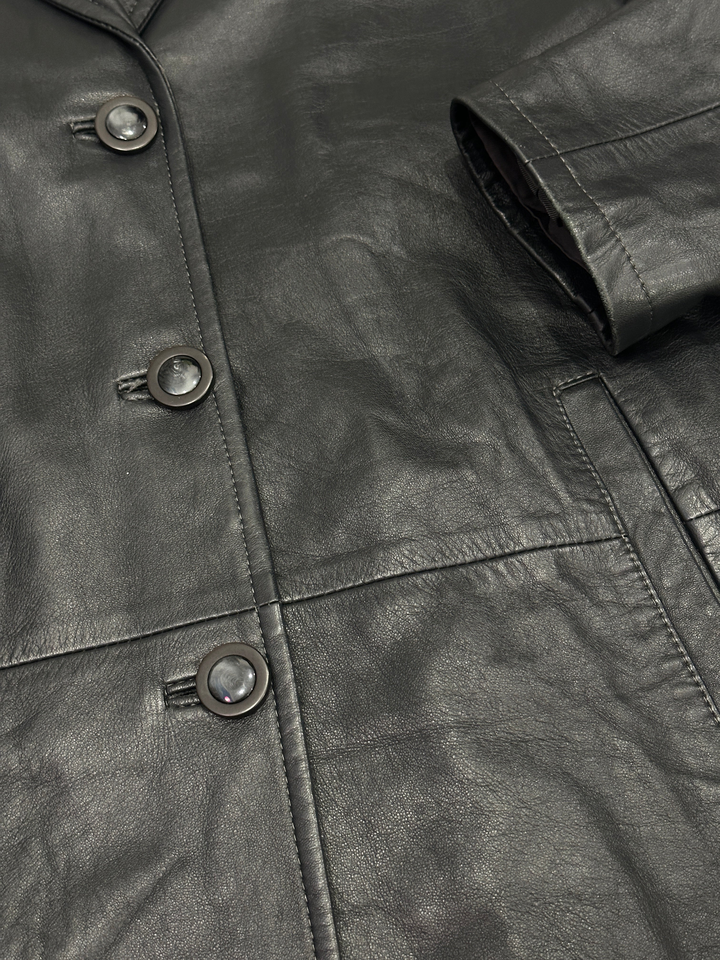 Lapel leather jacket