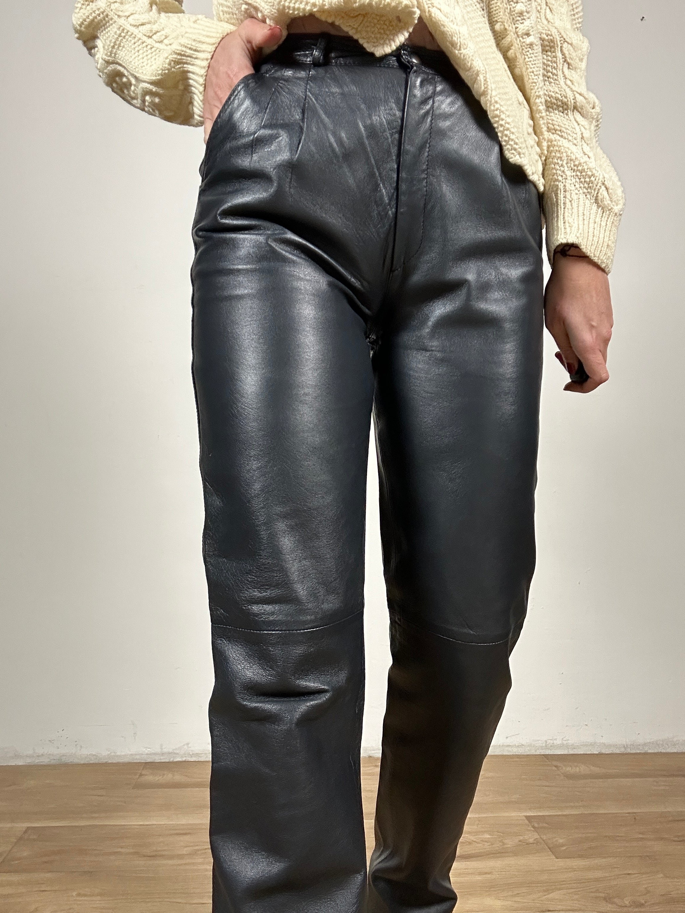 Deep blue leather pants