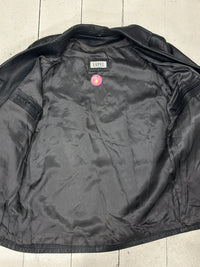 Lapel leather jacket